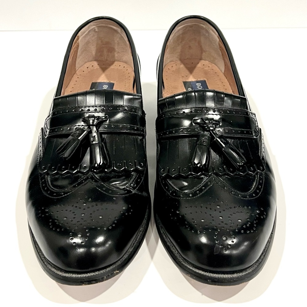 Bostonian Classics Evanston 20370 Black Leather Wingtip Tassel Loafers 10M